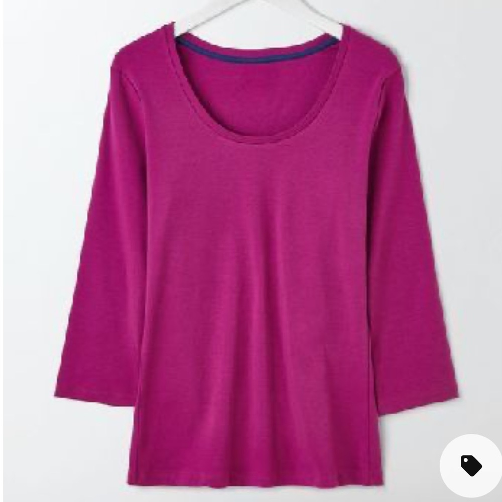Boden Magenta Long Sleeve Scoop Neck Tee